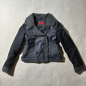 Coffee Shop Women's Small Black and Grey Double Breasted Coat